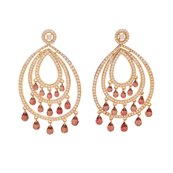 Boucles d'oreilles Pendantes en or rose, tourmalines et diamants - Castafiore
