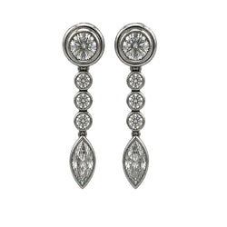 Boucles d'oreilles Pendantes en platine et diamants - Castafiore