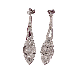 Boucles d'oreilles Pendantes en platine et diamants - Castafiore