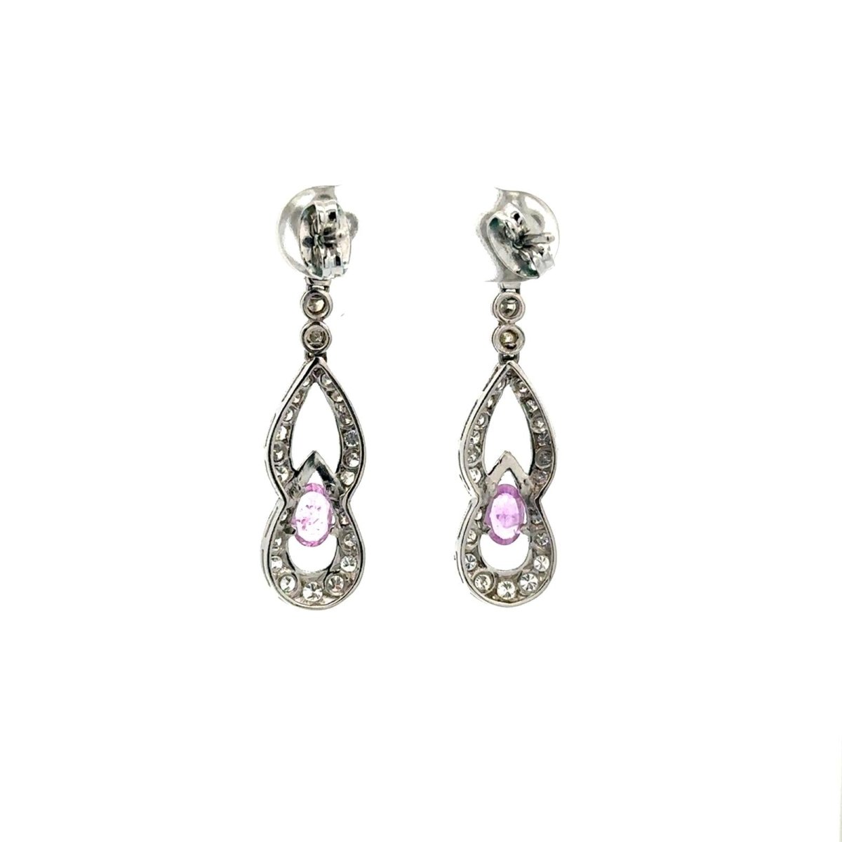 Boucles d'oreilles Pendantes en platine, saphirs et diamants - Castafiore