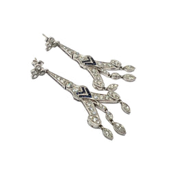 Boucles d'oreilles Pendantes en platine, saphirs et diamants - Castafiore