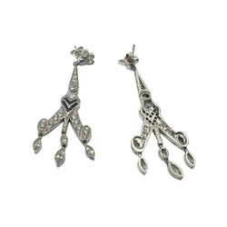 Boucles d'oreilles Pendantes en platine, saphirs et diamants - Castafiore