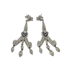 Boucles d'oreilles Pendantes en platine, saphirs et diamants - Castafiore