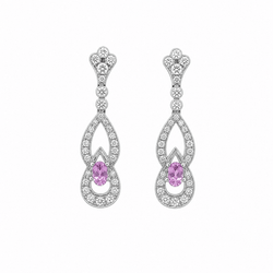 Boucles d'oreilles Pendantes en platine, saphirs et diamants - Castafiore