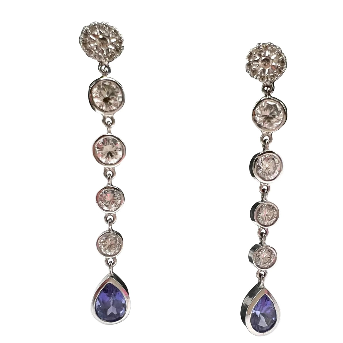 Boucles d'oreilles Pendantes en tanzanite et diamants - Castafiore