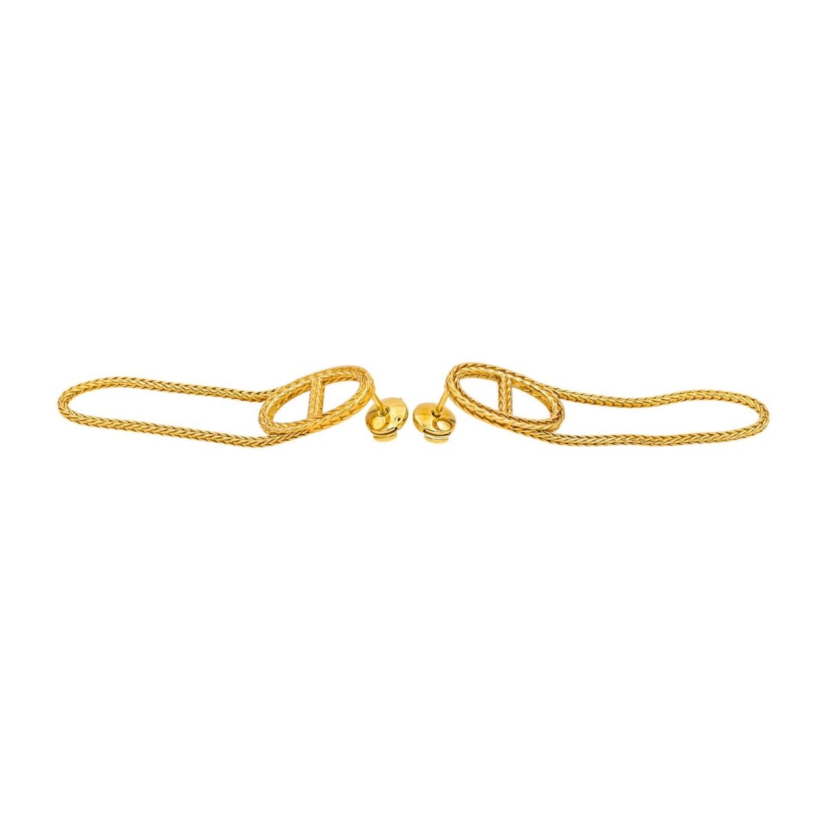 Boucles d'oreilles Pendantes HERMÈS "Chaîne d'ancre" en or jaune - Castafiore