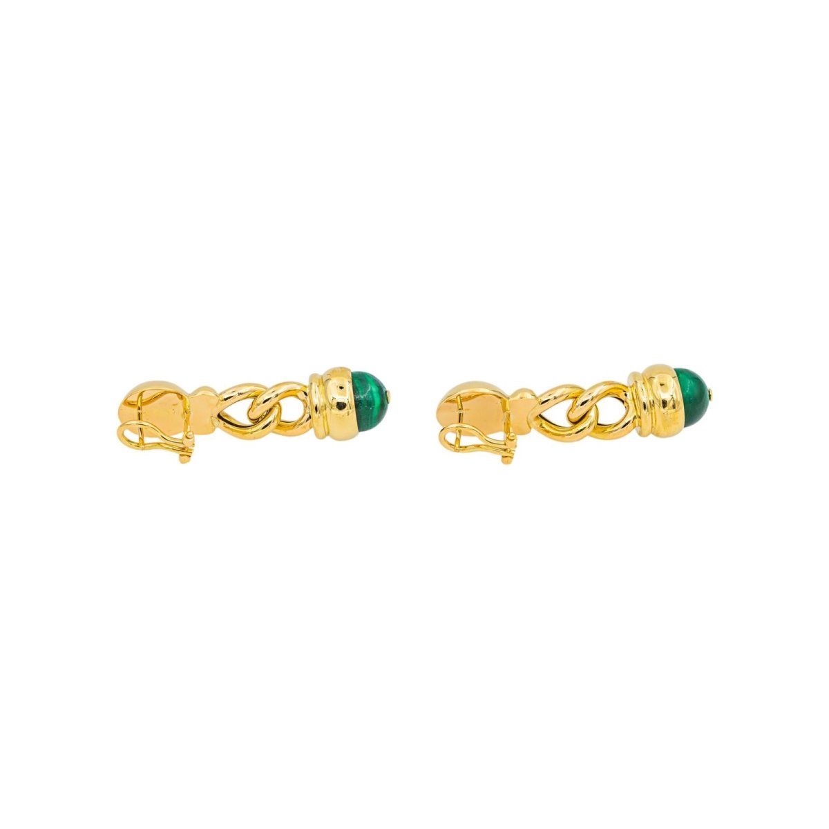 Boucles d'oreilles Pendantes Or jaune Malachite - Castafiore