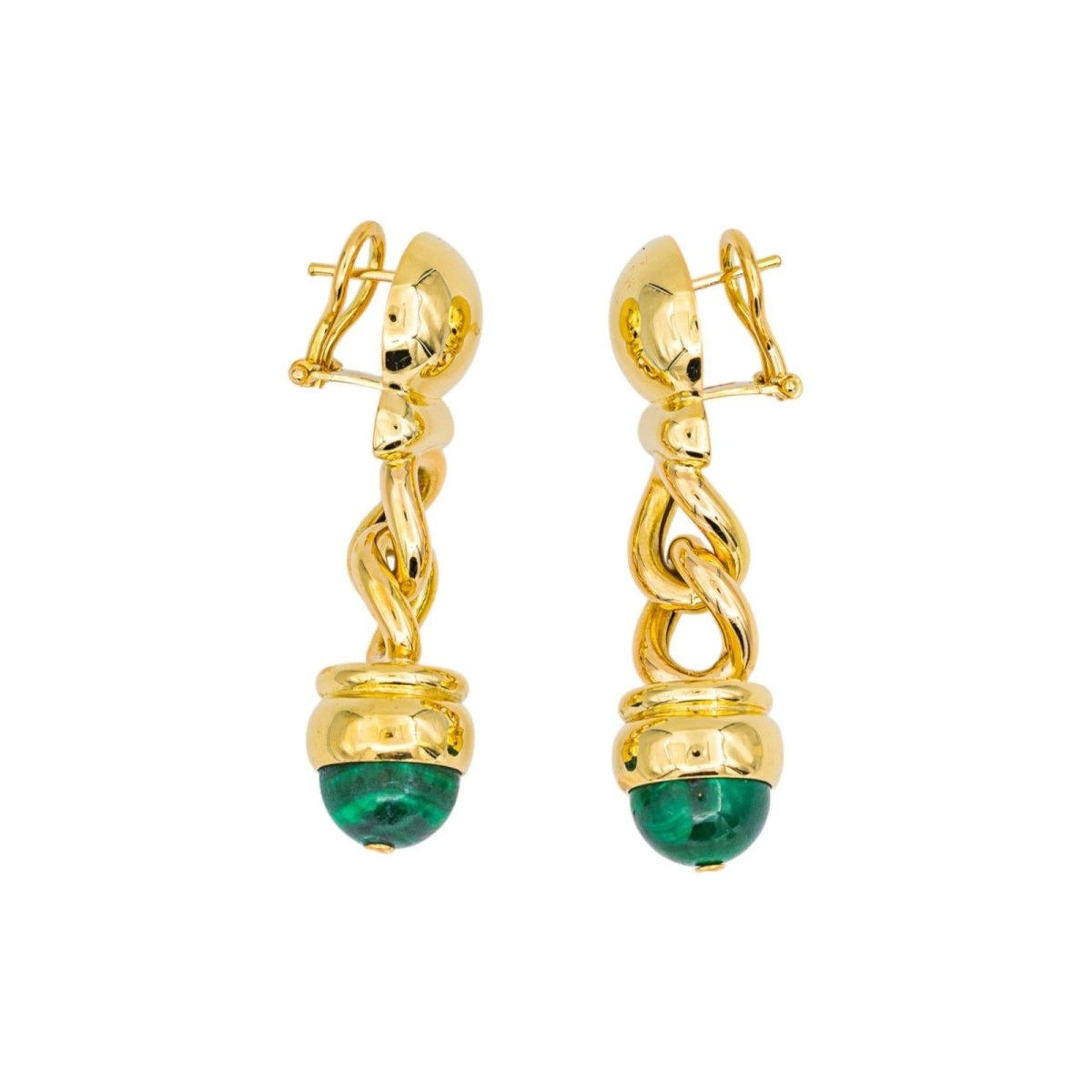 Boucles d'oreilles Pendantes Or jaune Malachite - Castafiore