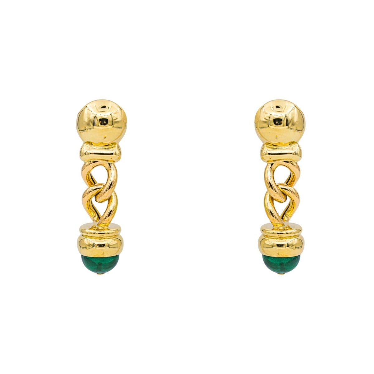 Boucles d'oreilles Pendantes Or jaune Malachite - Castafiore