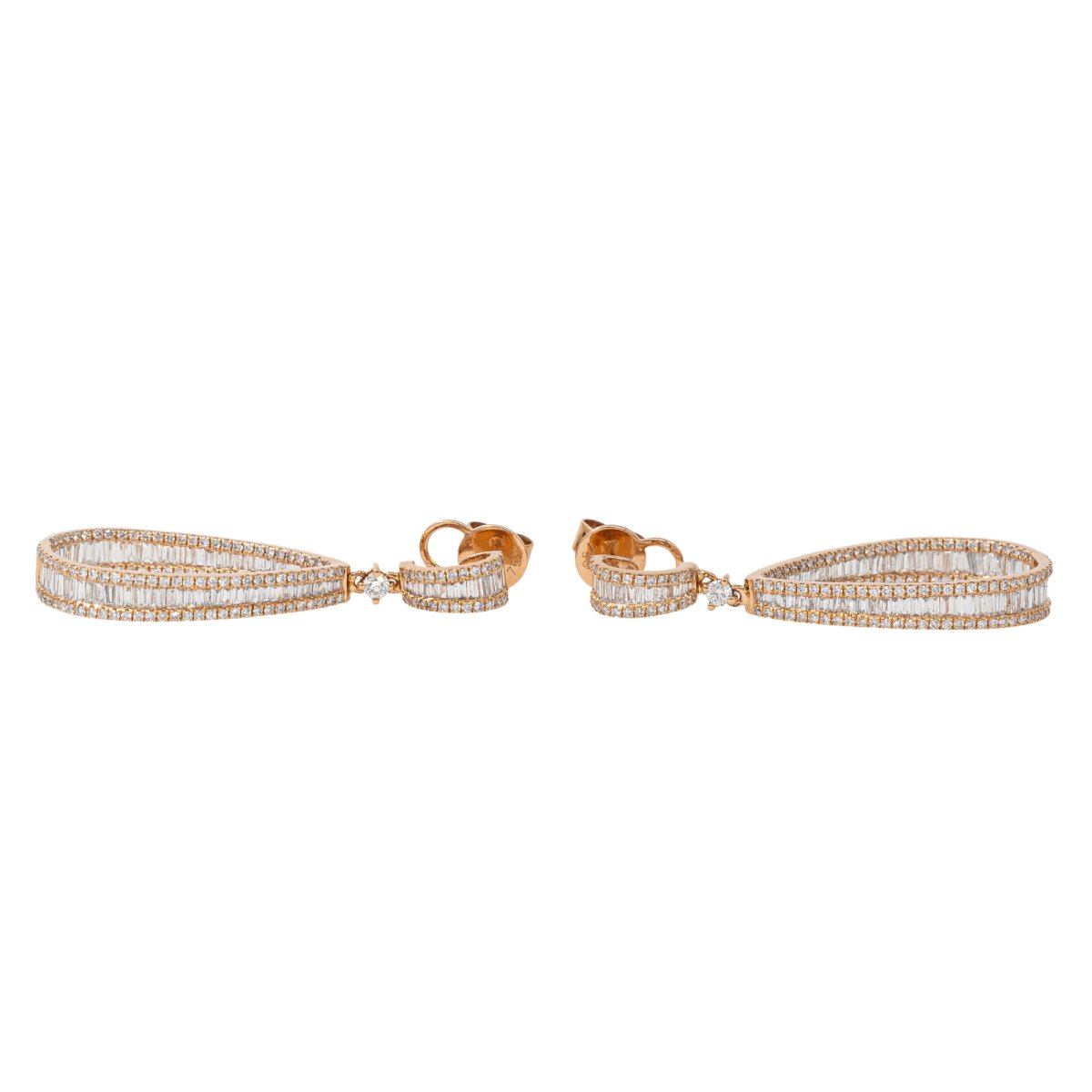 Boucles d'oreilles Pendantes Or rose Diamant - Castafiore