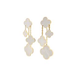 Boucles d'oreilles Pendantes VAN CLEEF & APRELS "Magic Alhambra" en or jaune et nacre - Castafiore