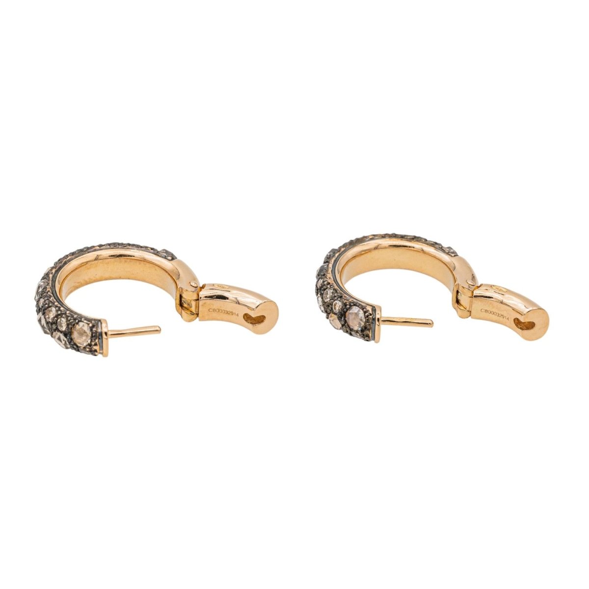 Boucles d'oreilles Pomellato Créoles Tango Or rose Diamant brun - Castafiore