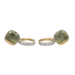 Boucles d'oreilles POMELLATO "Nudo" en or blanc, or rose, prasiolites et diamants - Castafiore