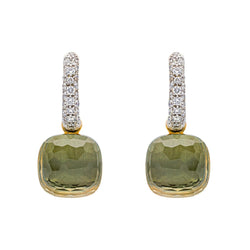 Boucles d'oreilles POMELLATO "Nudo" en or blanc, or rose, prasiolites et diamants - Castafiore