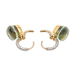 Boucles d'oreilles POMELLATO "Nudo" en or blanc, or rose, prasiolites et diamants - Castafiore