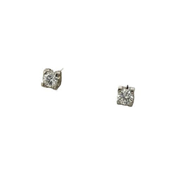 Boucles d'oreilles Puces CARTIER "Double C" en or blanc et diamants - Castafiore