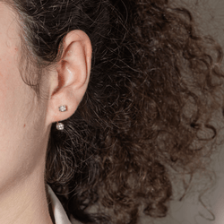 Boucles d'oreilles Puces DINH VAN "Cube" en or blanc et diamants - Castafiore