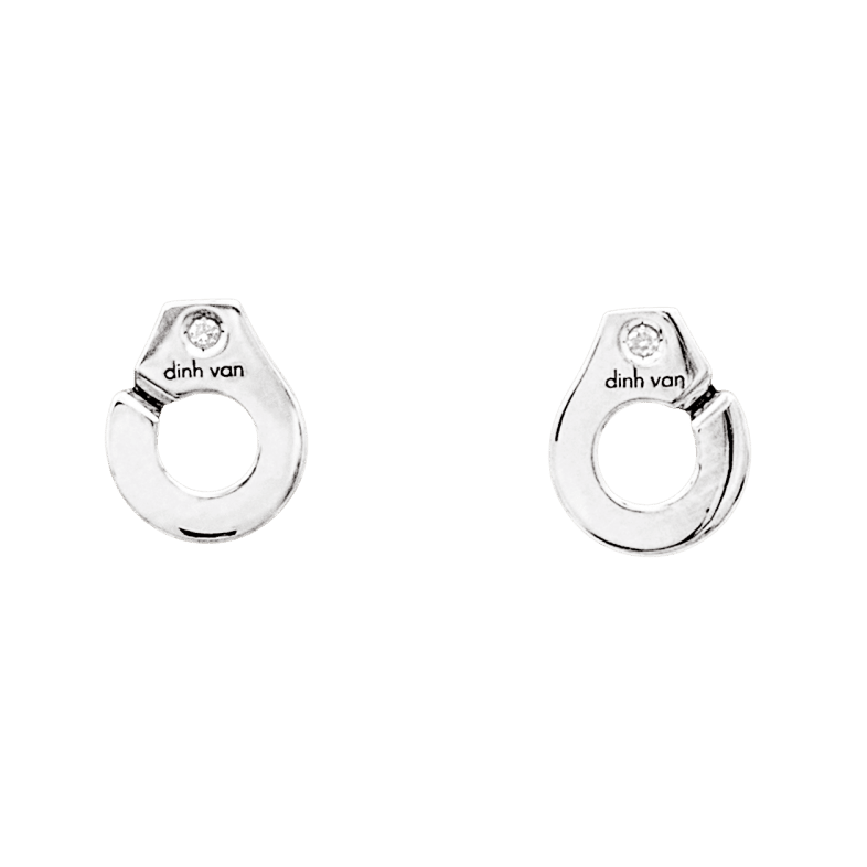 Boucles d'oreilles Puces DINH VAN "Menottes R7,5" en or blanc et diamants - Castafiore