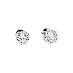 Boucles d'oreilles Puces en or blanc et diamants - Castafiore