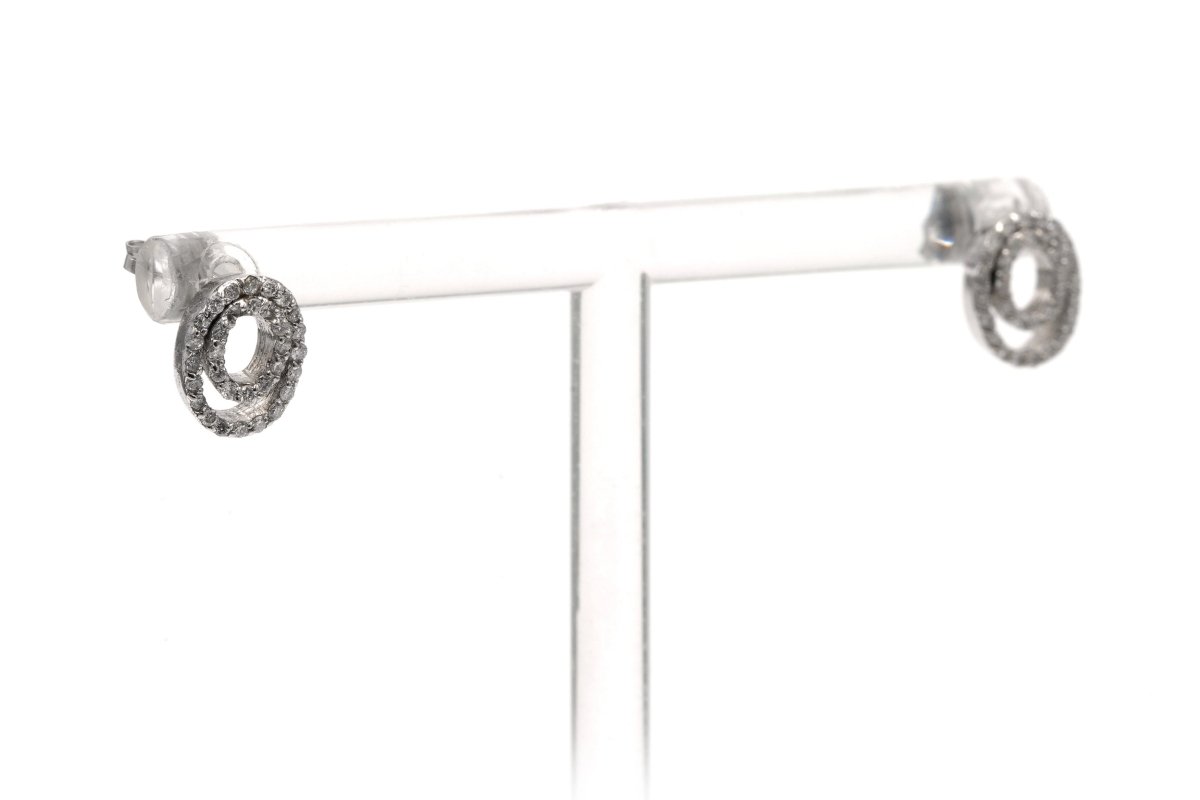 Boucles d'oreilles Puces en or blanc et diamants - Castafiore