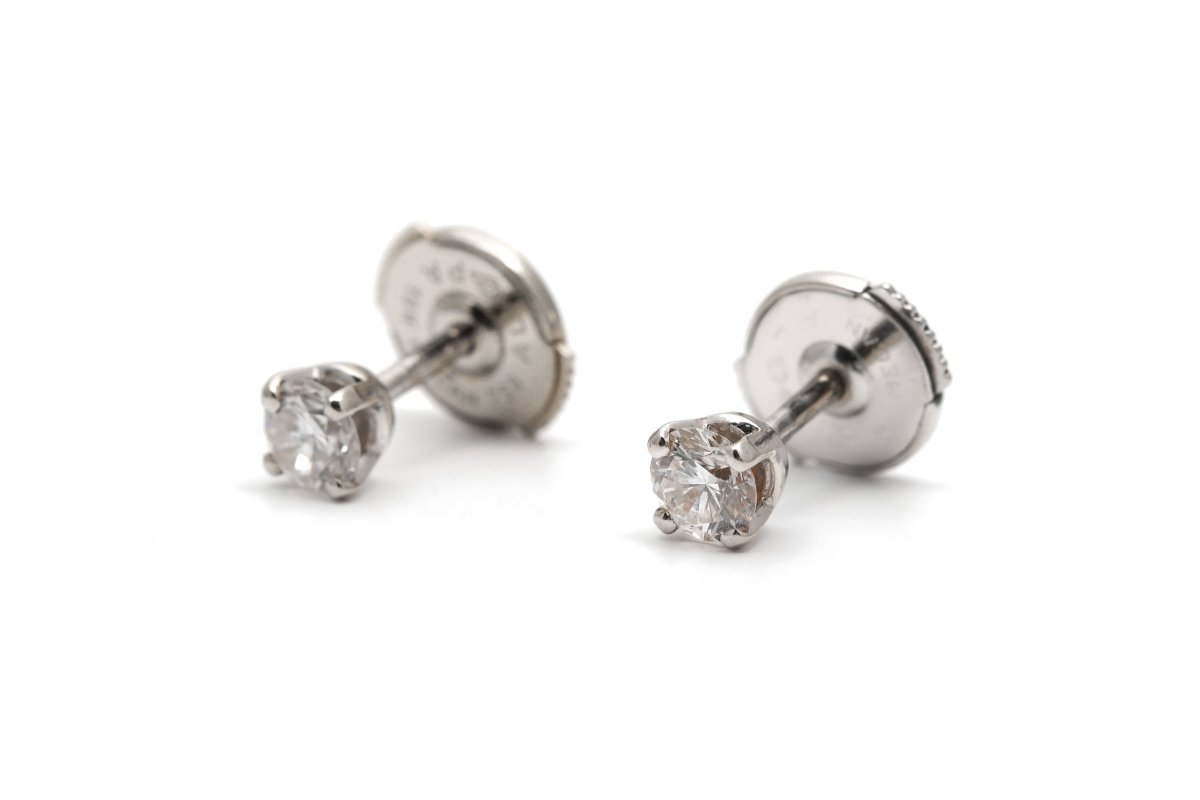 Boucles d'oreilles Puces en or blanc et diamants - Castafiore