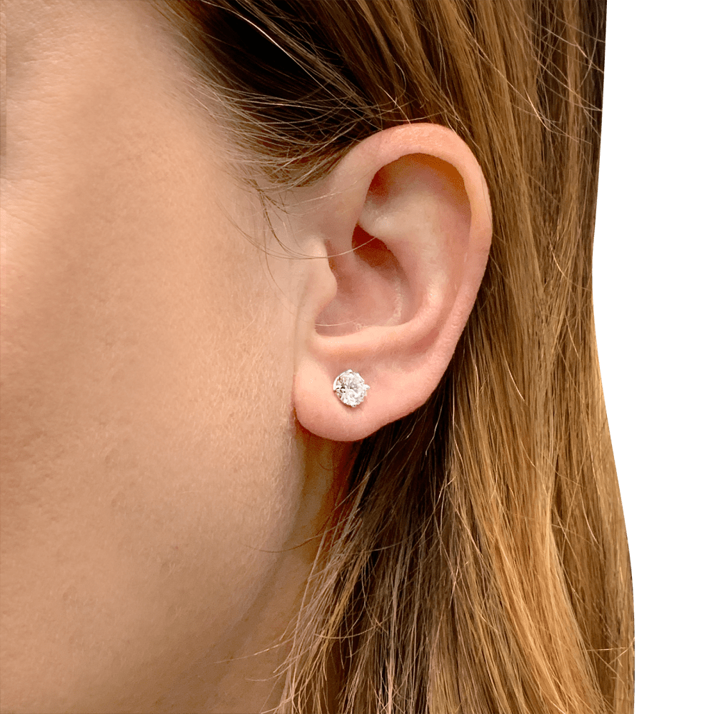 Boucles d'oreilles Puces en or blanc et diamants - Castafiore
