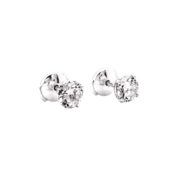Boucles d'oreilles Puces en or blanc et diamants - Castafiore