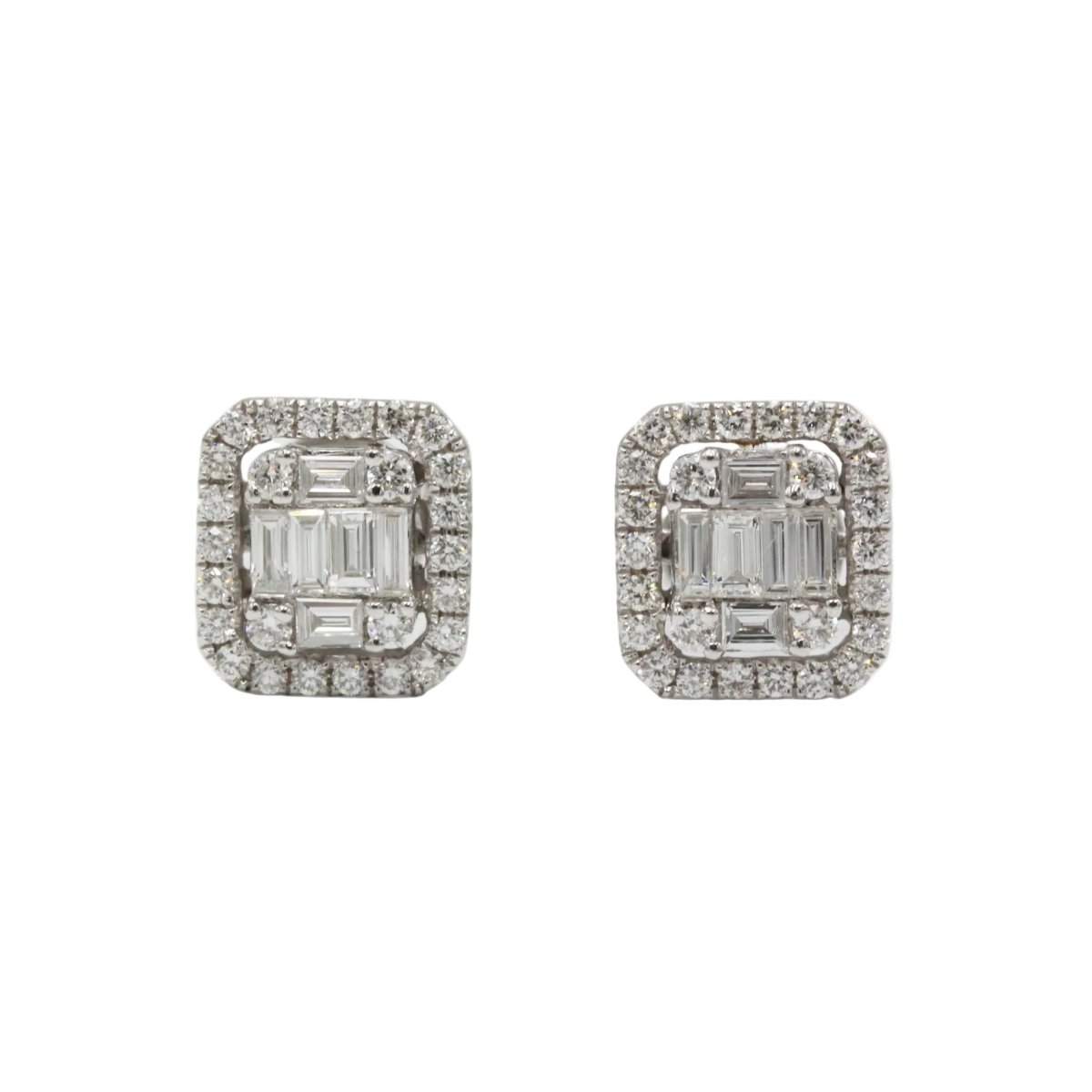 Boucles d'oreilles Puces en or blanc et diamants