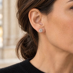 Boucles d’oreilles Puces en or blanc et diamants - Castafiore