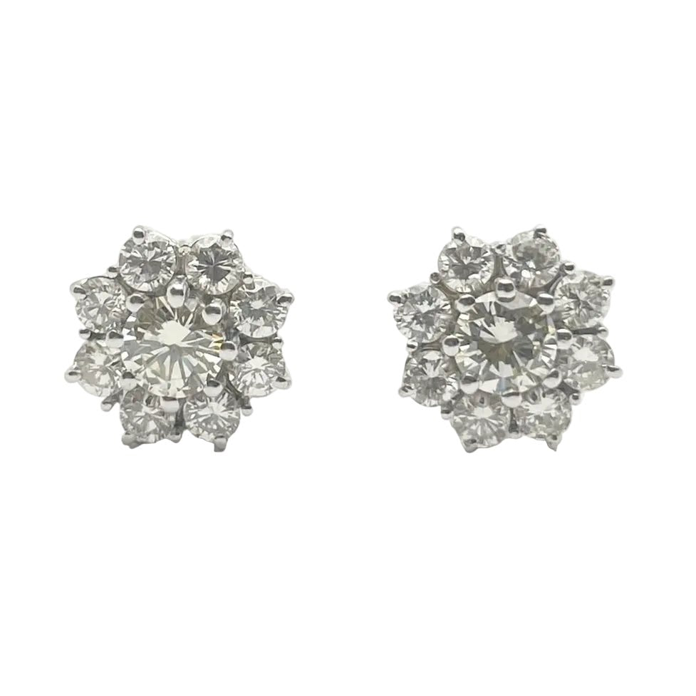Boucles d'oreilles Puces en or blanc et diamants - Castafiore
