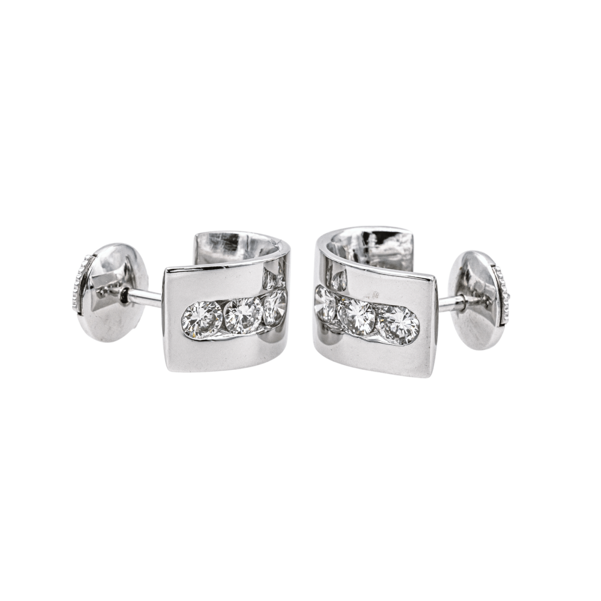 Boucles d'oreilles Puces en or blanc et diamants - Castafiore