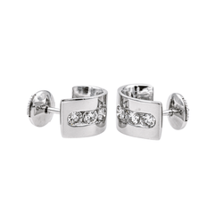 Boucles d'oreilles Puces en or blanc et diamants - Castafiore