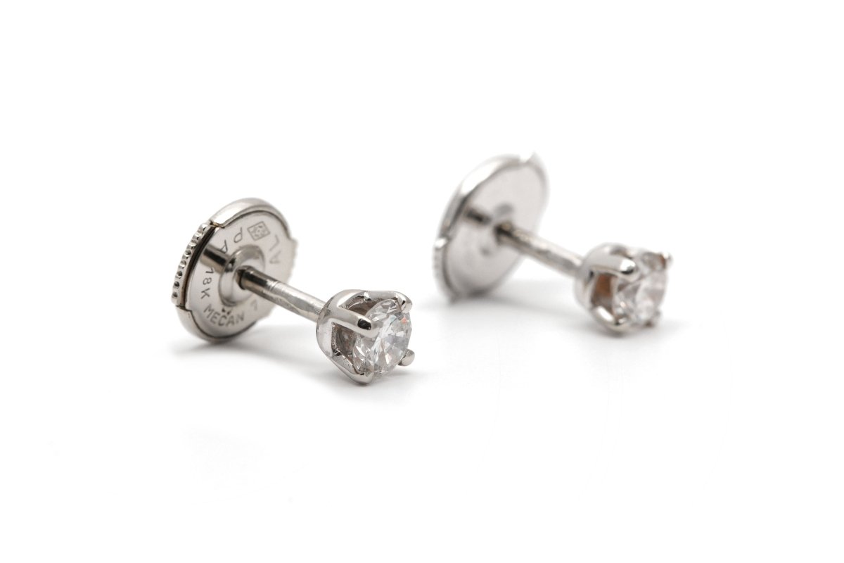 Boucles d'oreilles Puces en or blanc et diamants - Castafiore
