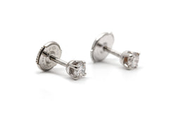Boucles d'oreilles Puces en or blanc et diamants - Castafiore