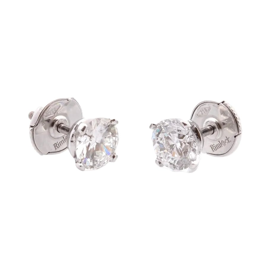 Boucles d'oreilles Puces en or blanc et diamants - Castafiore