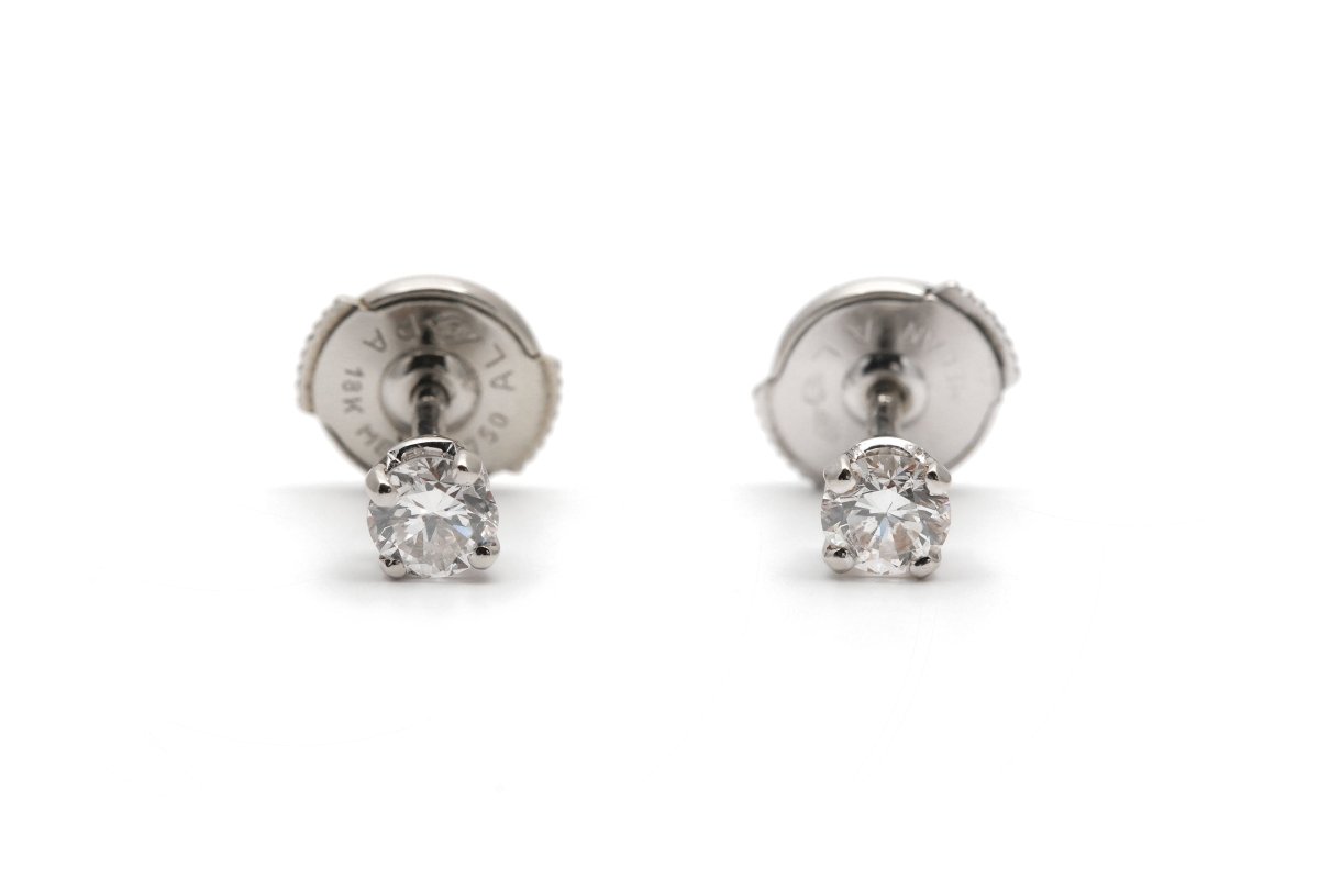 Boucles d'oreilles Puces en or blanc et diamants - Castafiore