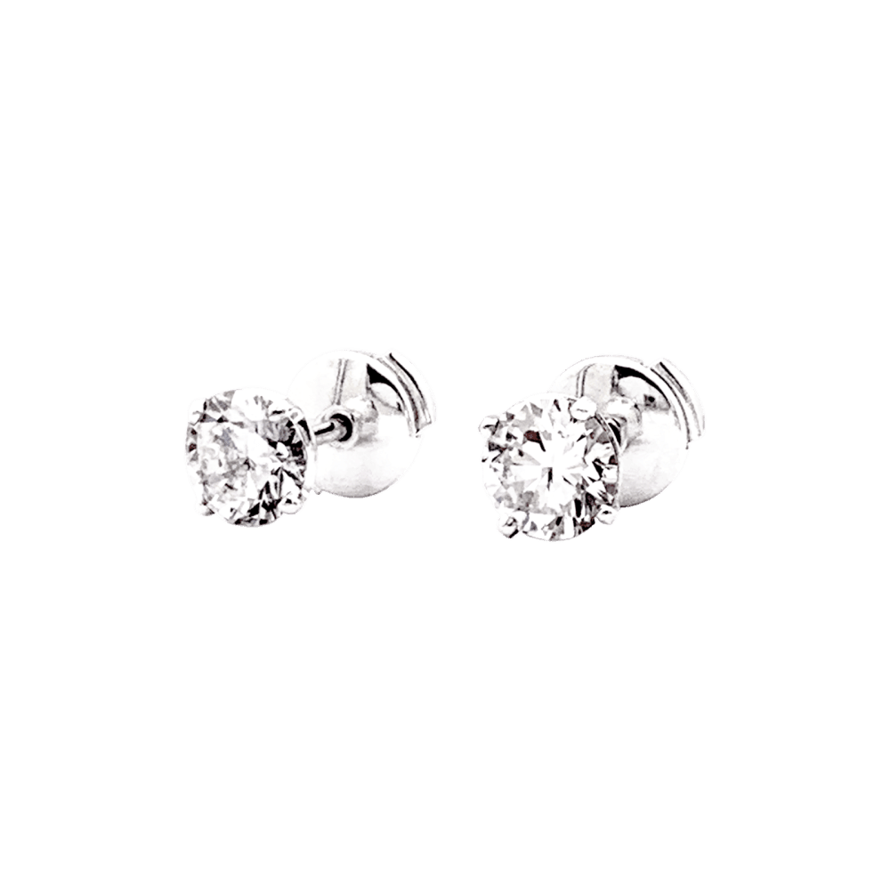 Boucles d'oreilles Puces en or blanc et diamants - Castafiore