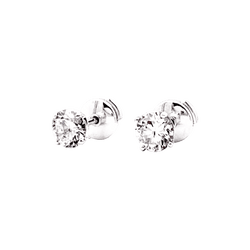 Boucles d'oreilles Puces en or blanc et diamants - Castafiore