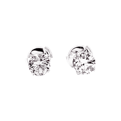 Boucles d'oreilles Puces en or blanc et diamants - Castafiore