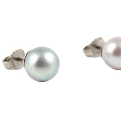Boucles d'oreilles Puces en or blanc et perles - Castafiore