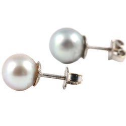 Boucles d'oreilles Puces en or blanc et perles - Castafiore