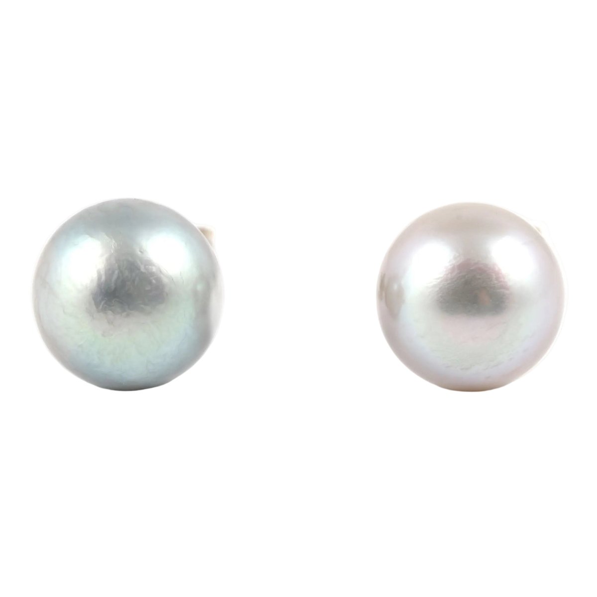 Boucles d'oreilles Puces en or blanc et perles - Castafiore