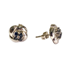 Boucles d'oreilles Puces en or blanc et saphirs - Castafiore