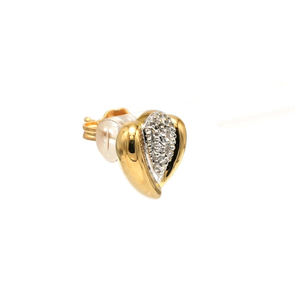 Boucles d'oreilles Puces en or blanc, or jaune et diamants - Castafiore