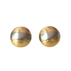 Boucles d'oreilles Puces en or blanc, or jaune et or rose - Castafiore