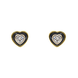 Boucles d'oreilles Puces en or blanc, or jaune, onyx et diamants - Castafiore