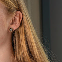 Boucles d'oreilles Puces en or blanc, or jaune, onyx et diamants - Castafiore