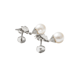 Boucles d’oreilles Puces en or blanc, perles et diamants - Castafiore