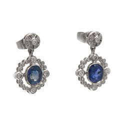 Boucles d'oreilles Puces en or blanc, saphirs et diamants - Castafiore