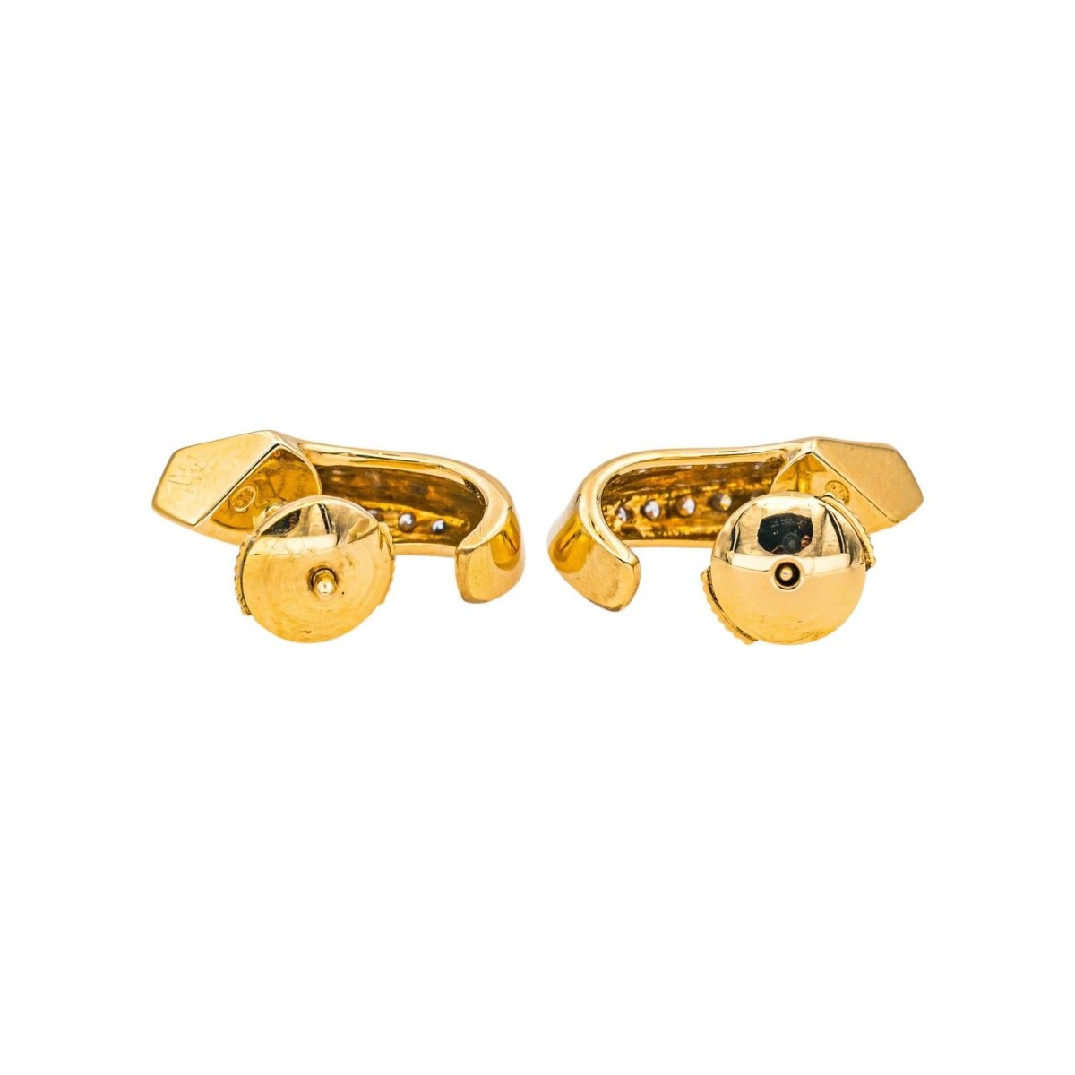 Boucles d'oreilles Puces en or jaune et diamants - Castafiore